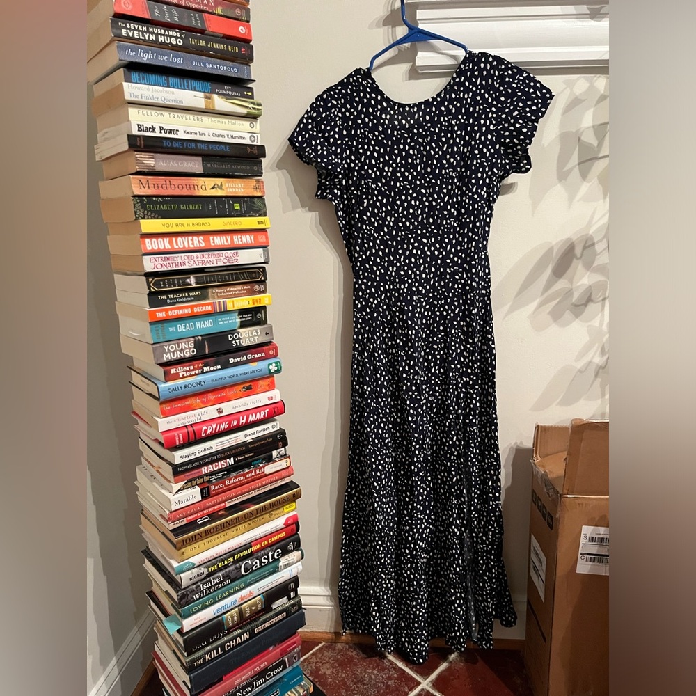 Urban Outfitters blue and white polka dot dress - tie back